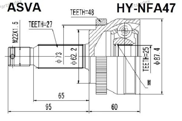 ШРУС наружный 25x62x27 - миниатюра 3
