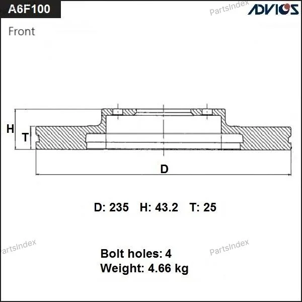 Диск тормозной пер. ADVICS 43512-52060 - миниатюра 2