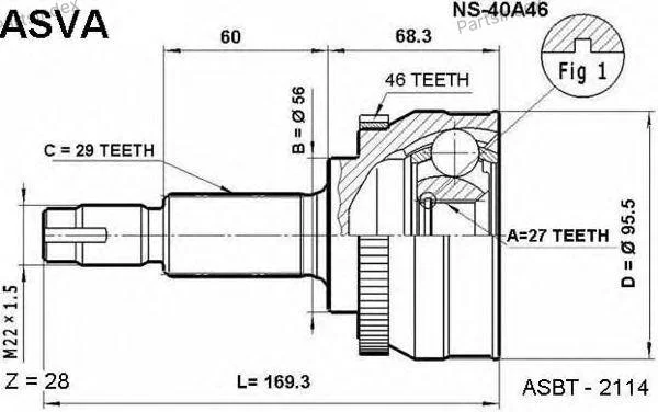 ШРУС наружный 27x56x29 - миниатюра 3
