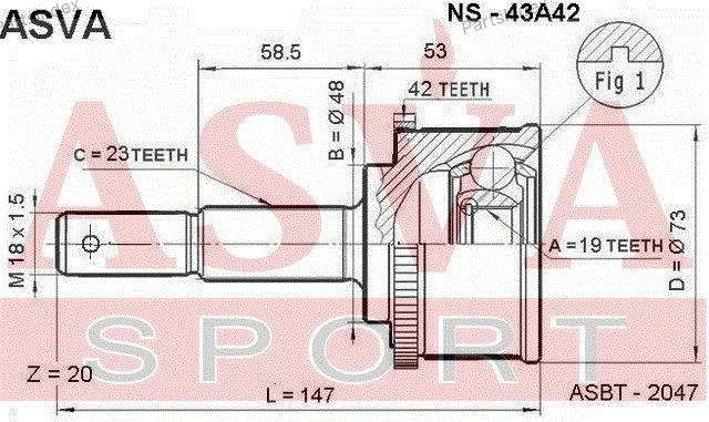 ШРУС наружный 19x48x23 - изображение 1