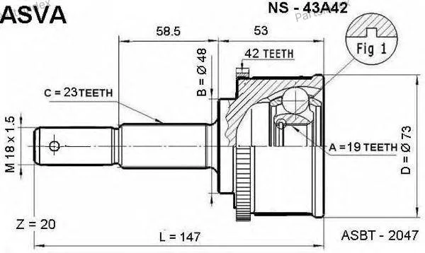 ШРУС наружный 19x48x23 - миниатюра 3