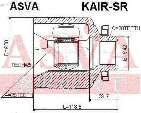 ШРУС внутренний правый 25x42x28 - миниатюра 2