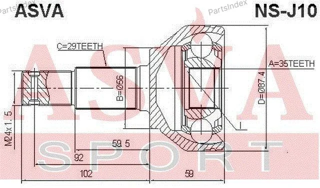 ШРУС наружный 35x56x29 - миниатюра 2