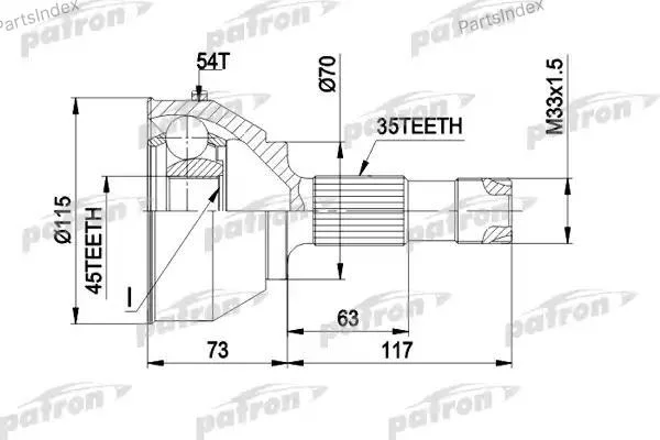 ШРУС наружн к-кт [Ch.- 5235557] FIAT DUCATO 18Q с ABS 1.94-, CITROEN JUMPER 18Q с ABS 94-, PEUGEOT
