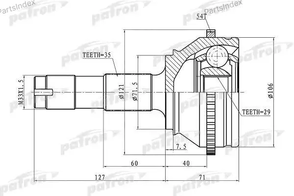 ШРУС наружный с кольцом ABS 35x71.5x29 ABS54T FIAT DUCATO RUSSIA 08-