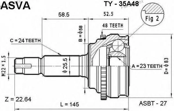 ШРУС наружный 23x58x24 - изображение 1