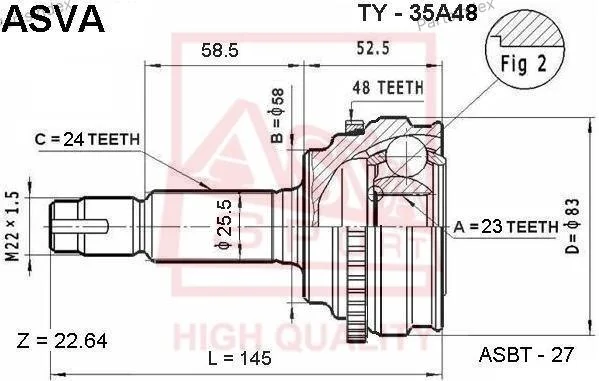 ШРУС наружный 23x58x24 - миниатюра 3