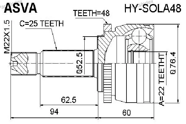 ШРУС наружный 22x55x25 - миниатюра 2