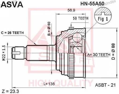 ШРУС наружный 30x60x26 - миниатюра 3