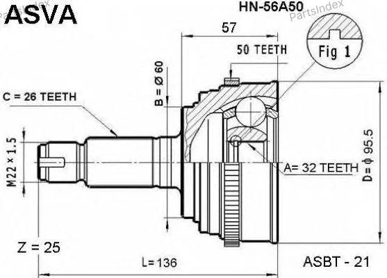 ШРУС наружный 32x60x26 - миниатюра 3