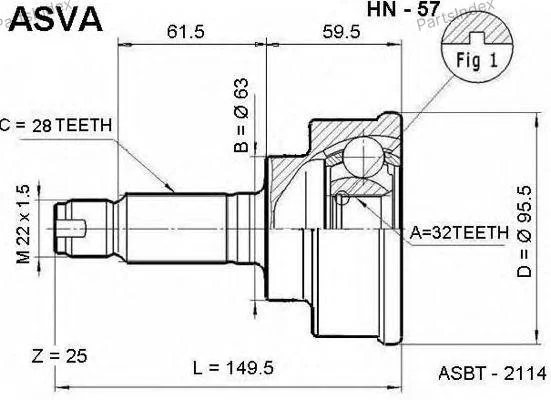 ШРУС наружный 32x63x28 - миниатюра 3