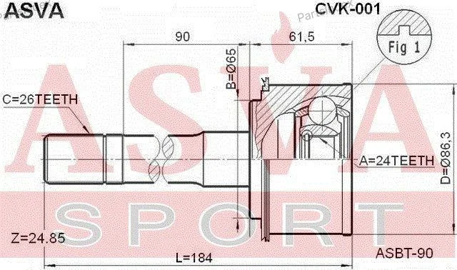 ШРУС наружный 24x65x26 - миниатюра 2