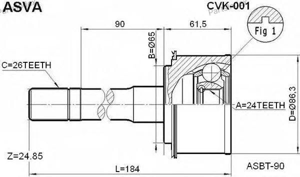 ШРУС наружный 24x65x26 - миниатюра 3