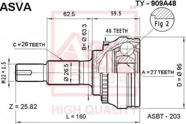 ШРУС наружный 27x63.3x26 - миниатюра 3