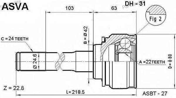 ШРУС наружный 22x42x24 - миниатюра 3