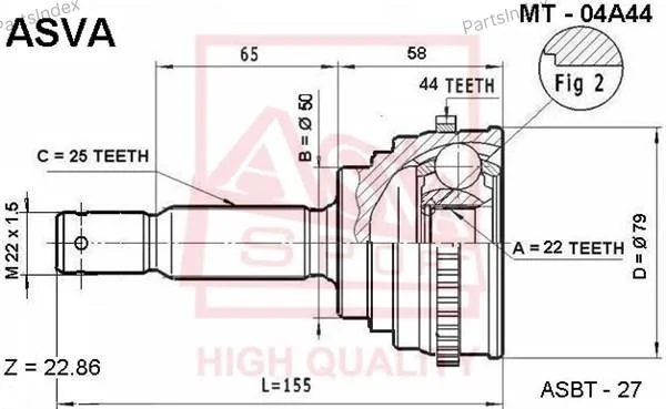 ШРУС наружный 22x50x25 - миниатюра 4