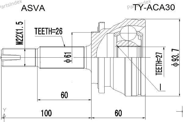 ШРУС наружный 27x61x26 - миниатюра 3