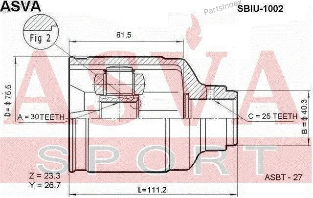 ШРУС внутренний 30x40.3x25 - миниатюра 2