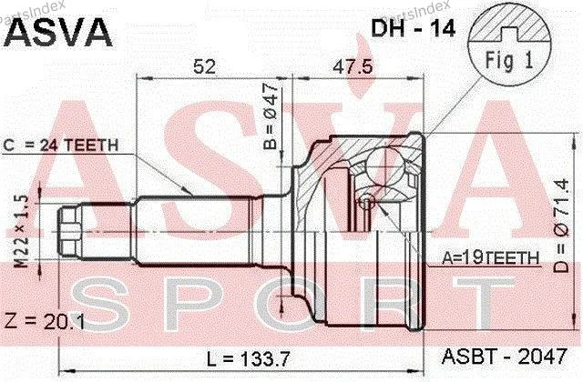 ШРУС наружный 19x47x24 - изображение 1