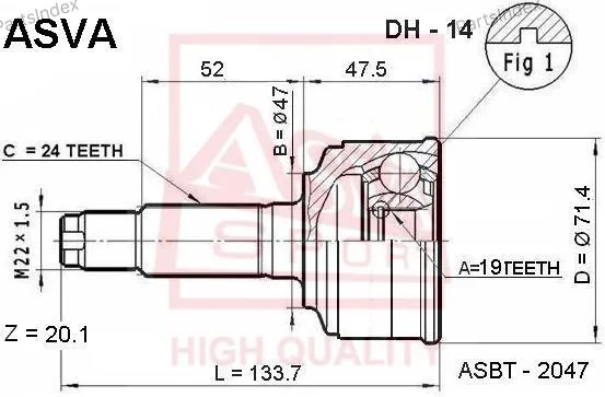 ШРУС наружный 19x47x24 - миниатюра 4