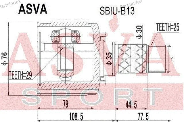 ШРУС внутренний 29x35x25 - изображение 1