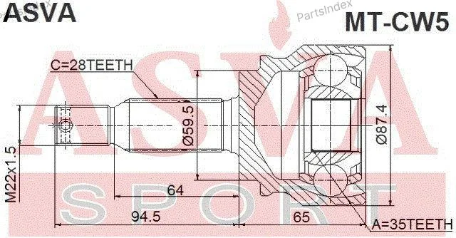 ШРУС наружный 35x59 5x28 - миниатюра 2