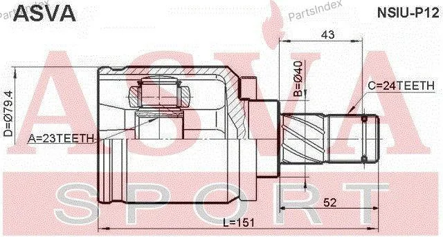 ШРУС внутренний 23x40x24 - миниатюра 2