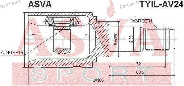 ШРУС внутренний левый 26x50x24 - миниатюра 2