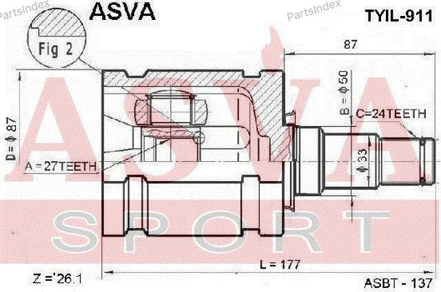 ШРУС ВНУТРЕННИЙ ЛЕВЫЙ 27X50X24 - изображение 1