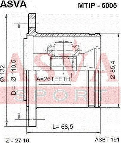 ШРУС внутренний правый 26x110.5 - миниатюра 2
