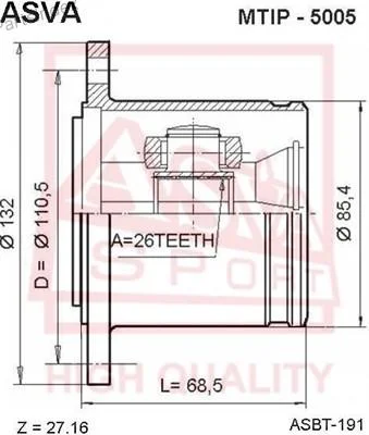 ШРУС внутренний правый 26x110.5 - миниатюра 3