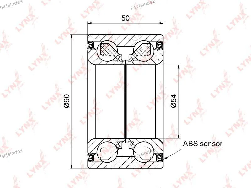Подшипник ступицы задний с ABS, 50x53,5x90 - миниатюра 2