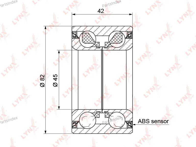 Подшипник ступицы передний с ABS, 42x45x82 - изображение 1