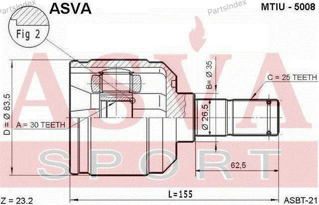 ШРУС внутренний 30x35x25 - миниатюра 2
