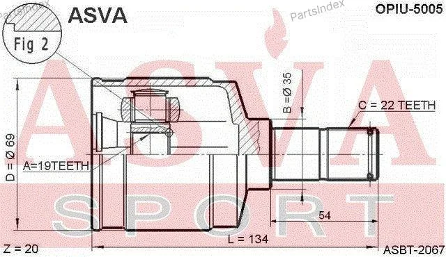 ШРУС внутренний 19x35x22 - миниатюра 2