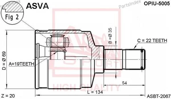 ШРУС внутренний 19x35x22 - миниатюра 4