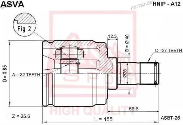 ШРУС внутренний правый 32x40x27(55) - миниатюра 5
