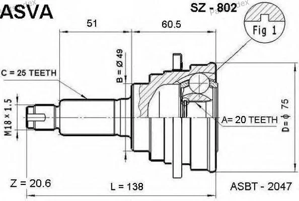 ШРУС наружный 20x49x25 - миниатюра 3