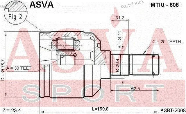 ШРУС внутренний 30x41x25 - миниатюра 2