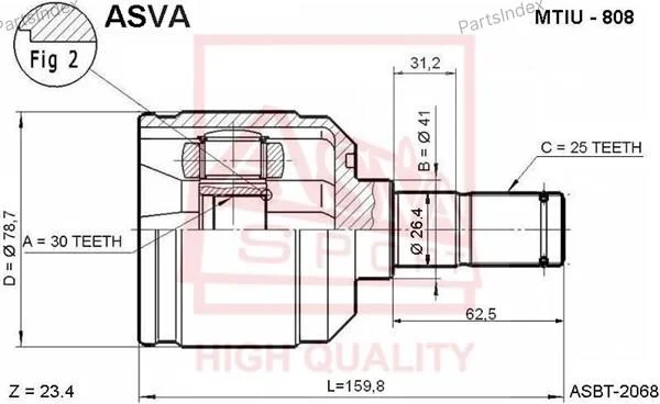 ШРУС внутренний 30x41x25 - миниатюра 3
