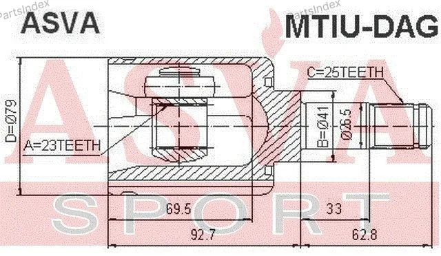 ШРУС внутренний 23x41x25 - миниатюра 2