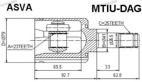 ШРУС внутренний 23x41x25 - миниатюра 4