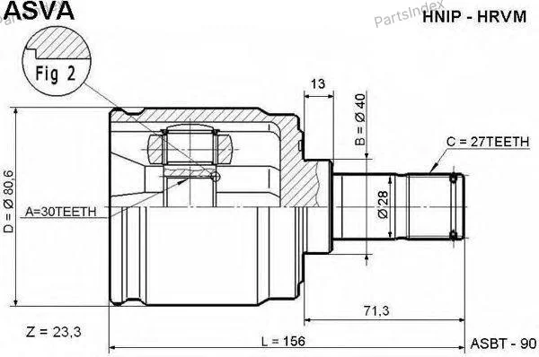 ШРУС ВНУТРЕННИЙ 30X40X27 HONDA : HRV MT ASVA - миниатюра 4