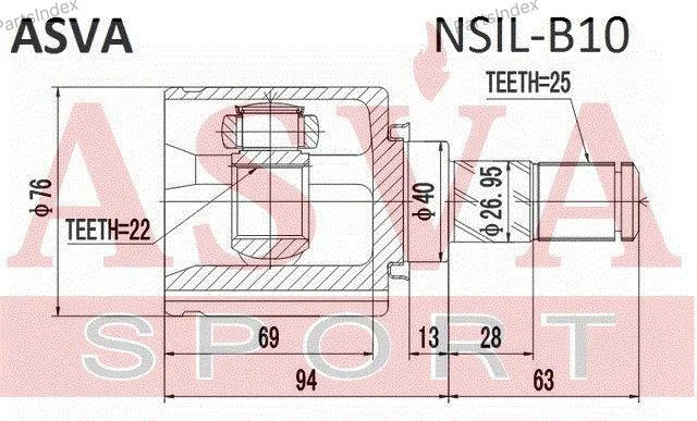 ШРУС внутренний левый 22x40x25 - миниатюра 2