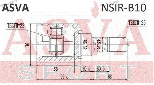 ШРУС ВНУТРЕННИЙ ПРАВЫЙ 22X40X25 - миниатюра 2