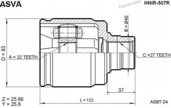 ШРУС внутренний левый 32x40x27 - миниатюра 3