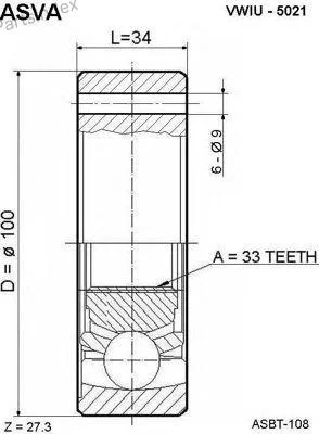 ШРУС внутренний 33x100 - миниатюра 5