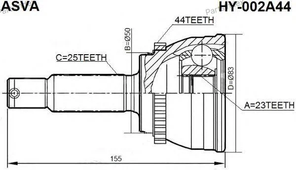 ШРУС наружный 23x50x25 - миниатюра 3
