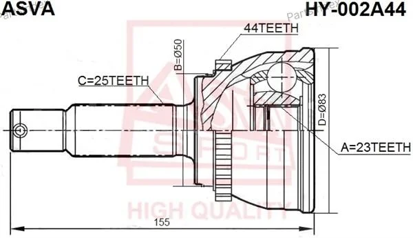 ШРУС наружный 23x50x25 - миниатюра 4