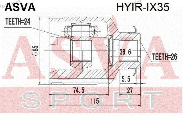 ШРУС внутренний правый 24x44x26 - миниатюра 2